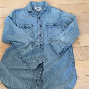 Double RL chambray shirt distressed & ripped Sz M